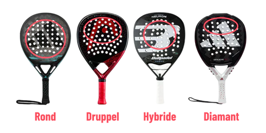Verschillende soorten vormen van padel rackets