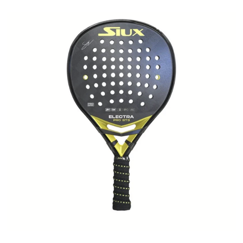 Siux Electra Pro ST3 2024 padelracket – hybride druppelvorm met 15K Carbon blad en EVA Soft kern voor maximale power en controle.
